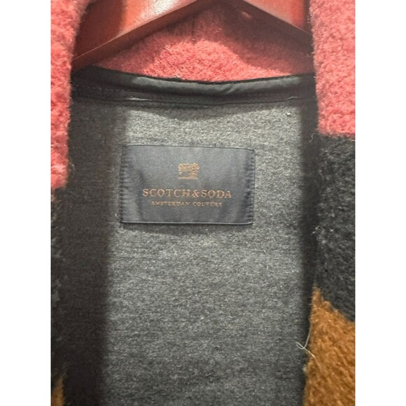 Scotch & Soda Mens S Red Striped Outdoor Equipment Wool Blanket Jacket Western - Picture 5 of 10